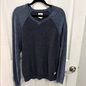 Lucky Brand Two-Tone Heathered Blue Knit Long Sleeve Sweater